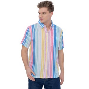 HAPPY BAY Men's Holiday Button Down Casual Hawaiian Prints Shirt Short Sleeve Vacation Beach Aloha Summer Shirts - 1 of 4