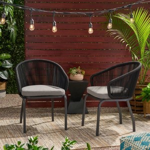 Set of 2 Mid-Century Idaho Club Chair with Water-Resistant Cushions for outside living room-Christopher Knight Home - 1 of 4