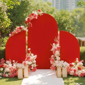 Arch Backdrop Stand Set of 3, Wedding Arch Cover, Double Sided Round Top, Half Moon Top Stretchy Backdrop, Birthday Parties, Baby Showers, Banquets - 1 of 4