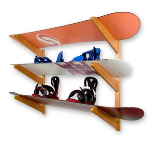 StoreYourBoard TidyTimber Snowboard Storage Wood Rack | Holds 3 Snowboards - 1 of 4