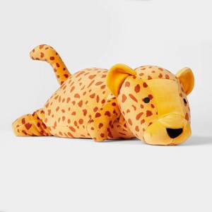 Cheetah Weighted Plush Kids' Throw Pillow Yellow - Pillowfort™ - 1 of 4