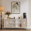 HDZNVF Mid Century Modern Kitchen Storage White Curio Buffet Cabinet White - 3 of 4