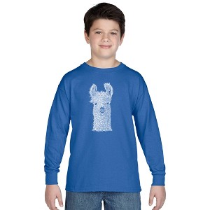 LA Pop Art Boy's Word Art Long Sleeve - Llama - 1 of 4