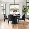 5-Piece Round Dining Table Set, 42'' Black Wood Table and 4 Linen Blend Upholstered Chairs, Modern Kitchen or Apartment Furniture-Maison Boucle - 2 of 4