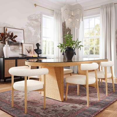 Spara Black Boucle Upholstered Wood Side Chair 23"W x 20.8"D x 28.4"H