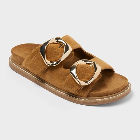 Женские сандалии Universal Thread Women’s Wide Width Ashton Sandals with Memory Foam Insole - Universal Thread™ Brown 7.5W