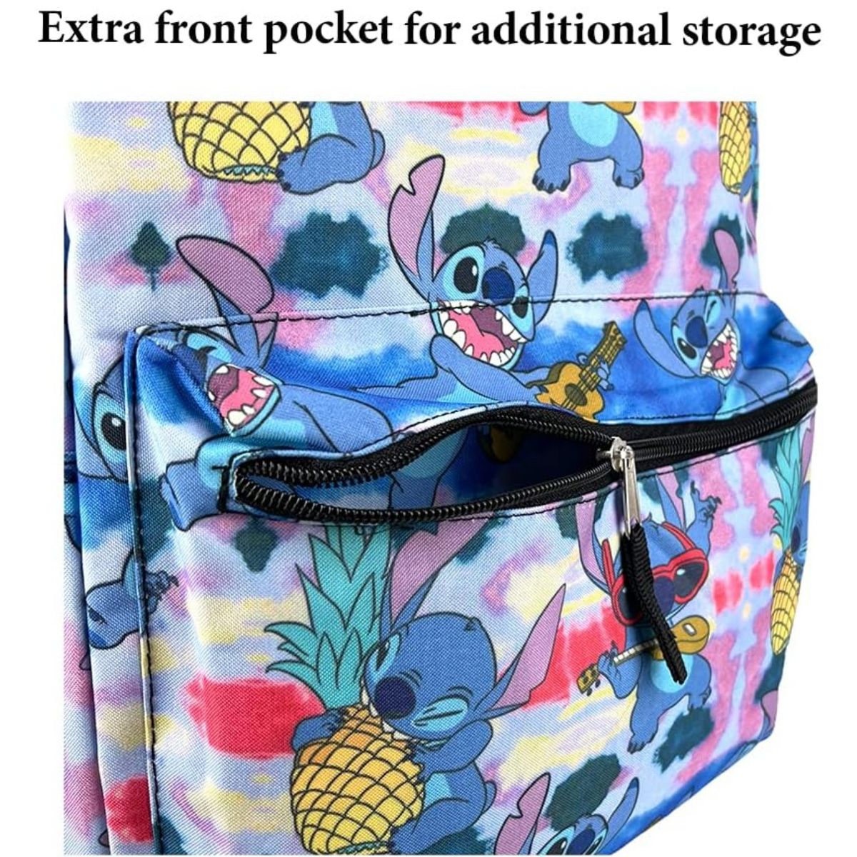 Blue Lilo and Stitch, Stitch Nylon School Backpack 16" Bookbag for Girls & Boys - thumbnail 4