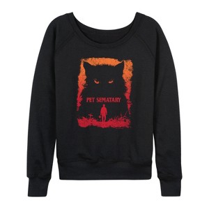 Women's - Pet Sematary - Ellie's Cat, Church Lightweight French Terry Wide Neck Long Sleeve Shirt - 1 of 4