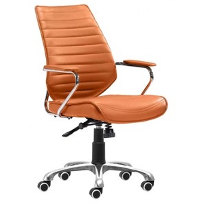 Low Back Office Chair 37.4-40.6" H, Terracota – Adjustable Height, Chrome Frame, Faux Leather Upholstery By Zuo Modern - 1 of 4