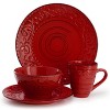Elama Malibu Sea Glass 16-Piece Dinnerware Set in Dark Green - 2 of 4