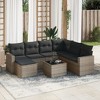 vidaXL 8 Piece Patio Sofa Set with Cushions Gray Poly Rattan - With Table - 2 of 4