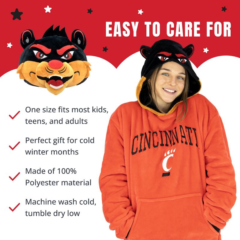 University of Cincinnati Bearcats Snugible Blanket Hoodie & Pillow, 6 of 10