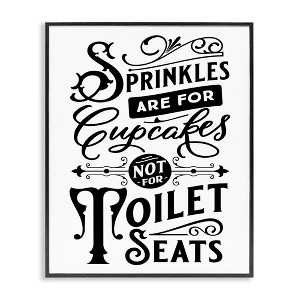 Stupell Industries Humorous Bathroom Toilet Seat Phrase Vintage Typography Framed Giclee Art, Black, 11" x 14" - 1 of 4