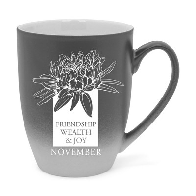 Elanze Designs Friendship Wealth And Joy Two Toned Ombre Matte Gray and White 12 ounce Ceramic Stoneware Coffee Cup Mug