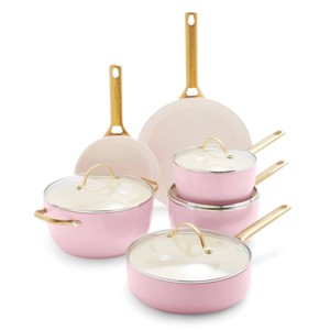 GreenPan Reserve 10pc Hard Anodized Healthy Ceramic Nonstick Cookware Set Blush Pink: Dishwasher-Safe, Electric Coil Compatible - 1 of 4