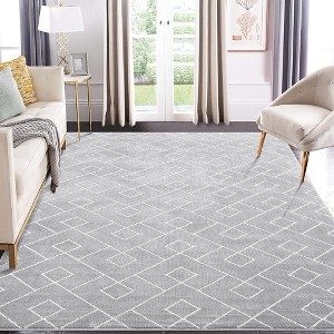 Area Rug Geometric Rug for Living Room Ultra Soft Fluffy Carpet Thick Plush Shaggy Rug - 1 of 4