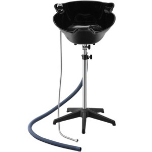 VEVOR Portable Shampoo Bowl, Deep Shampoo Sink for Washing Hair with Adjustable Height and Angle, Includes Drain Hose, Shower Head, Black - 1 of 4