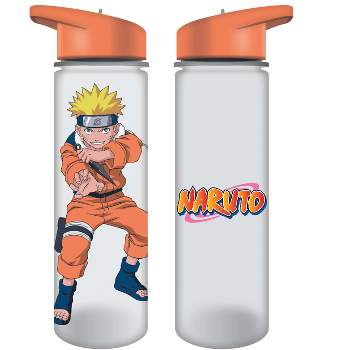 Naruto Character Pose 24 Oz Single Wall Water Bottle With Orange Lid