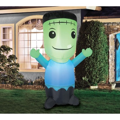 5' Green and Blue Inflatable Monster Halloween Decor