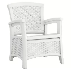 Suncast ELEMENTS Resin Patio Storage Club Chair- White