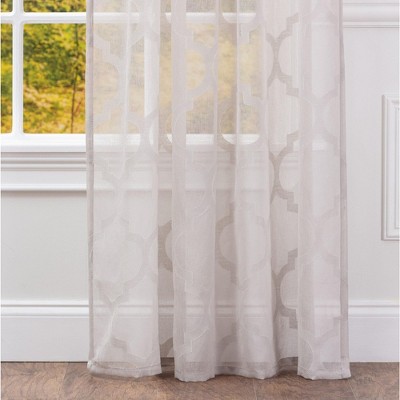Taupe Sheer Polyester Rod Pocket Window Curtains, 52x84 Inches