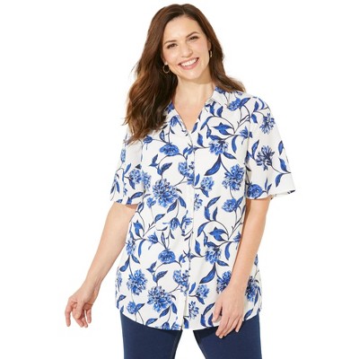 Catherines Women's Plus Size Timeless Short Sleeve Blouse