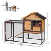 2 Level Outdoor Rabbit Hutch with Ramp Removable Tray and Asphalt Roof Bunny Cage for Small Animals - LAOTIES - 2 of 4