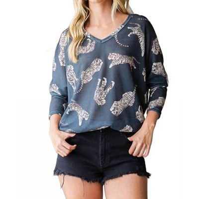 Women's Tonya Tiger Print Lightweight Knit Top - Hopely