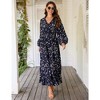 Fall Casual Dresses for Women Empire Waist V Neck Long Sleeve Maxi Ruffle Dress  Wedding Guest Dress - 4 of 4