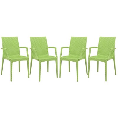 LeisureMod Mace Modern Dining Arm Chair Set of 4 for Indoor and Outdoor Use, Durable Design for Kitchen, Garden, Balcony, Lounge, Cafe, or Entryway