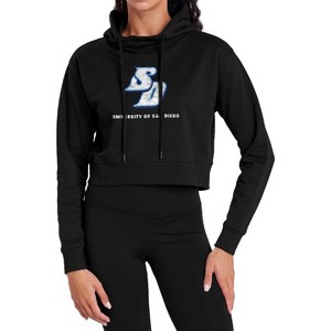 University of San Diego Distressed Primary Logo Cropped Hoodie Pullover Sweatshirt - 1 of 4