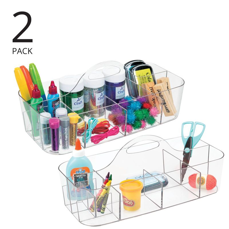 mDesign Plastic Divided Crafting Storage Organizer Caddy, Handle, 2 of 10