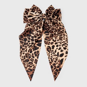 Satin Leopard Print Double Bow Hair Barrette - Wild Fable™ Brown: Animal Print, Recycled Polyester - 1 of 3