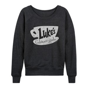 Women's - Gilmore Girls - Lukes Coffee Lightweight French Terry Wide Neck Long Sleeve Graphic Shirt - 1 of 4