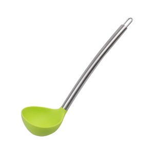 Unique Bargains Silicone Heat Resistant Stainless Steel Handle One Piece Design Soup Kitchen Spoon 12.4 Inch Length 1 Pc - 1 of 4