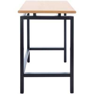 Industrial Black and Natural Wood Writing Desk