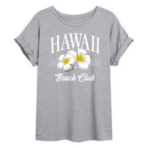 Women's - Instant Message - Hawaii USA Beach Club Oversized Graphic T-Shirt - 1 of 4