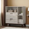 Mid Century Modern Cabinet with 2 Drawers and Cubby Shelves, Particle Board Storage Cabinet with Splayed Legs for Living Room or Entryway - 2 of 4