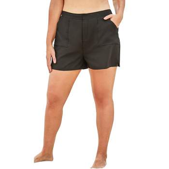 Swim 365 Women's Plus Size Cargo Swim Shorts with Side Slits