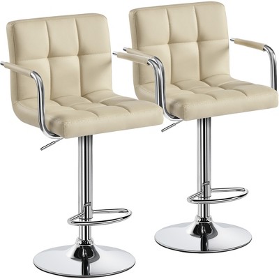 Yaheetech 2pcs Swivel Adjustable Bar Stools with Large Steel Pedestal Base for Bar Counter
