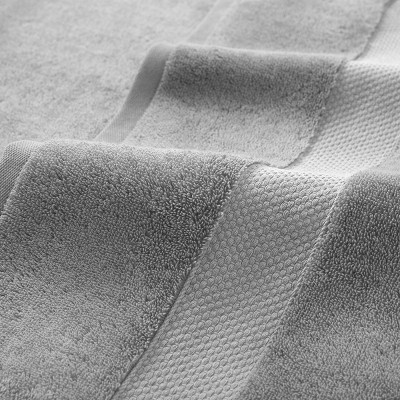 Oversized Slate Grey Egyptian Cotton Towel Set with Jacquard Border