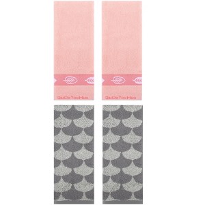 REGALWOVEN 4 Pcs Soft Comfortable Absorbent Geometric and Leaves Hand Towels 13" x 29" - 1 of 4