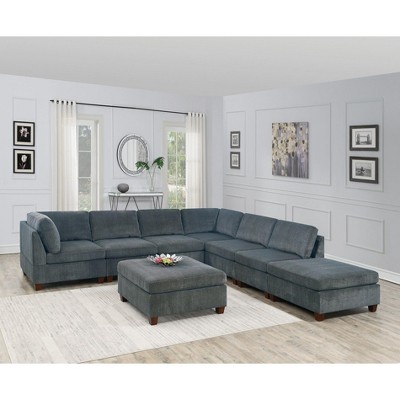 NicBex Modular Sectional 6pc Set L-Shaped Modular Sofa Bed Modern Including Couch 2x Corner Wedge 2x Armless Chairs and 2x Ottomans