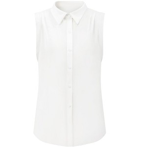 INSPIRE CHIC Women's Button Down Sleeveless Turndown Collar Solid Classic Business Work Shirt - 1 of 4