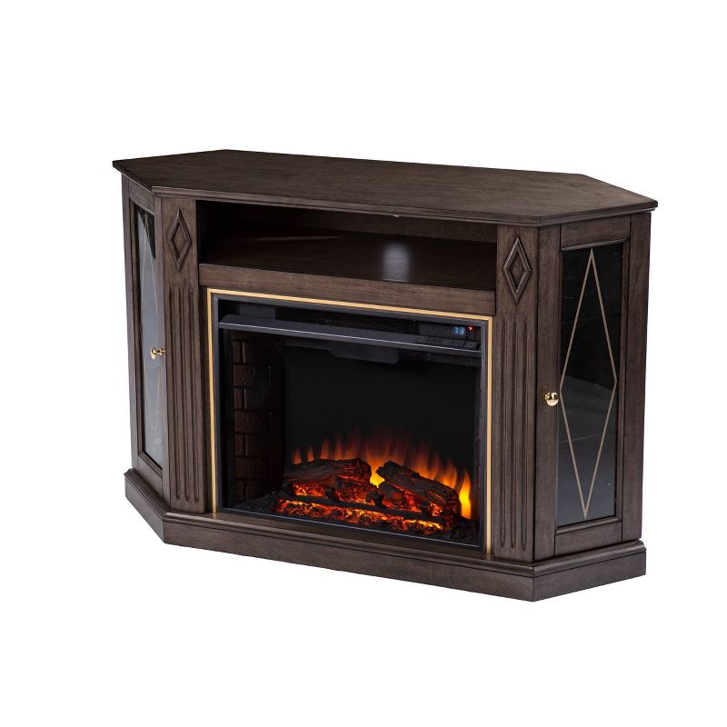 Stonstian Fireplace with Media Storage Brown/Gold - Aiden Lane, 6 of 17