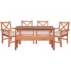 6pc Acacia Wood X Design Outdoor Patio Dining Set: Umbrella Slot, Weather-Resistant - Saracina Home - 3 of 4