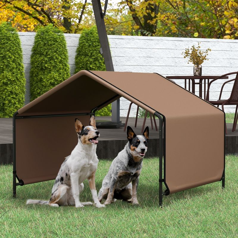 PawHut Dog Tent, Portable Dog Shelter Water Resistant Dog Beach Tent for Shade Protection, for Outdoor, Garden, Patio, Backyard, Brown, 2 of 7