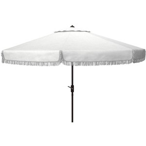 Milan Fringe 11Ft Round Crank Umbrella - PAT8108 - Safavieh - 1 of 4