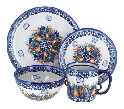 Blue Rose Polish Pottery Valentina 4-Piece Place Setting – Handcrafted In Poland, Dishwasher & Microwave Safe - View #4