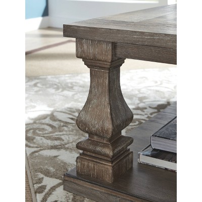 Gray Elm Veneer Rectangular Coffee Table with Shelf